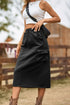 'Solana' Drawstring Waist Slit Denim Skirt - Celes Fashion